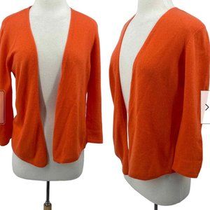 J Mclaughlin 100% Cashmere Cardigan Size L Open Front 3/4 Sleeve Women